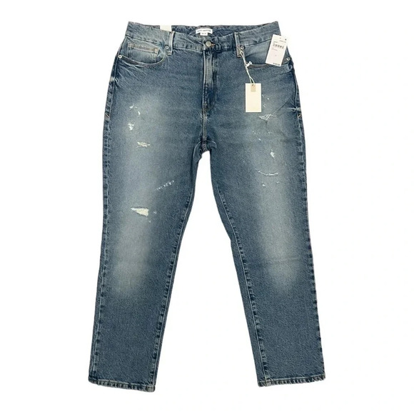 Good American Good Classic Distressed Straight Leg High Rise Jeans Size 12/31 - Picture 3 of 13